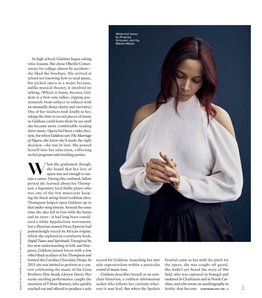 Rhiannan Giddens Garden & Gun Magazine.  Hair by Liam Carey